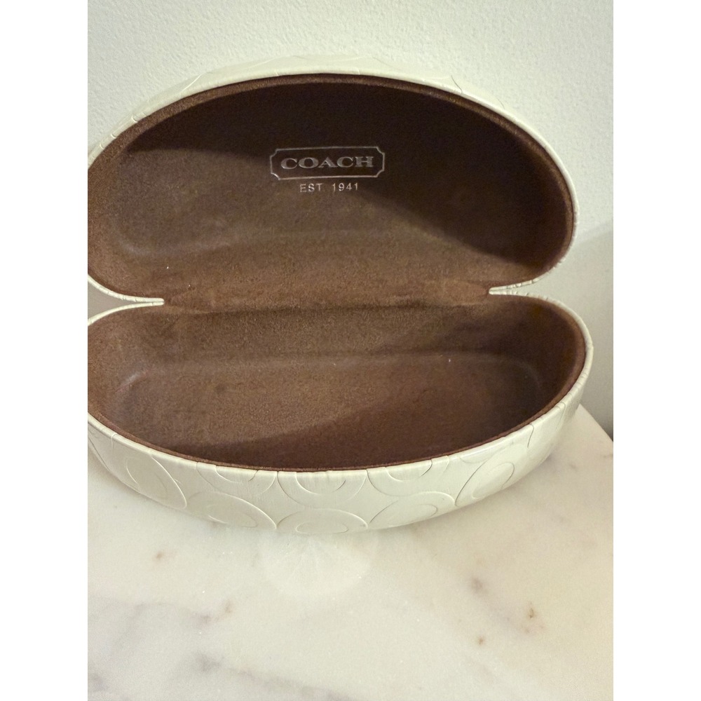 Coach‎ White Embossed Signature Hard Shell Glasses Case
